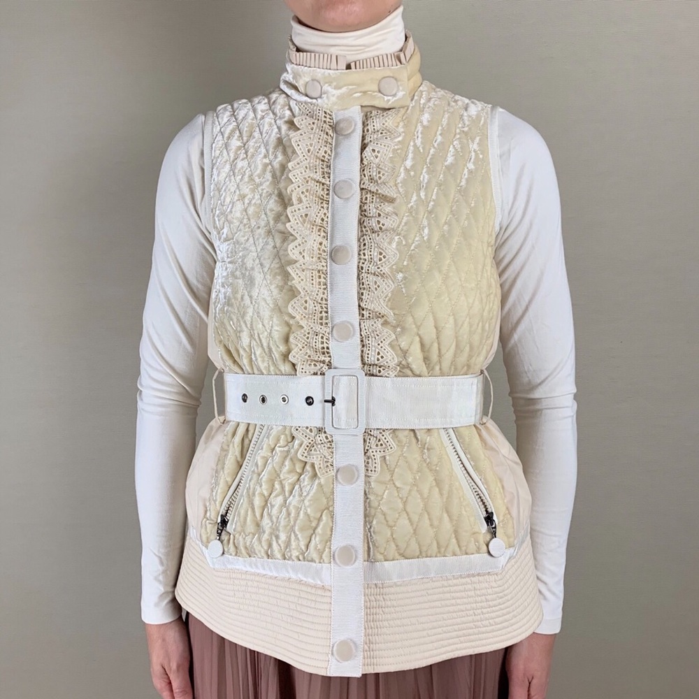 New MONCLER Marianne Velvet Lace Down Vest Jacket